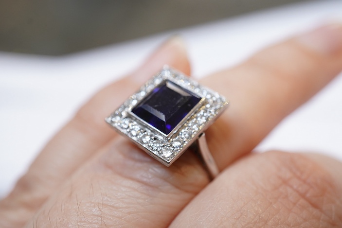 An Art Deco sapphire and diamond ring, 1920s